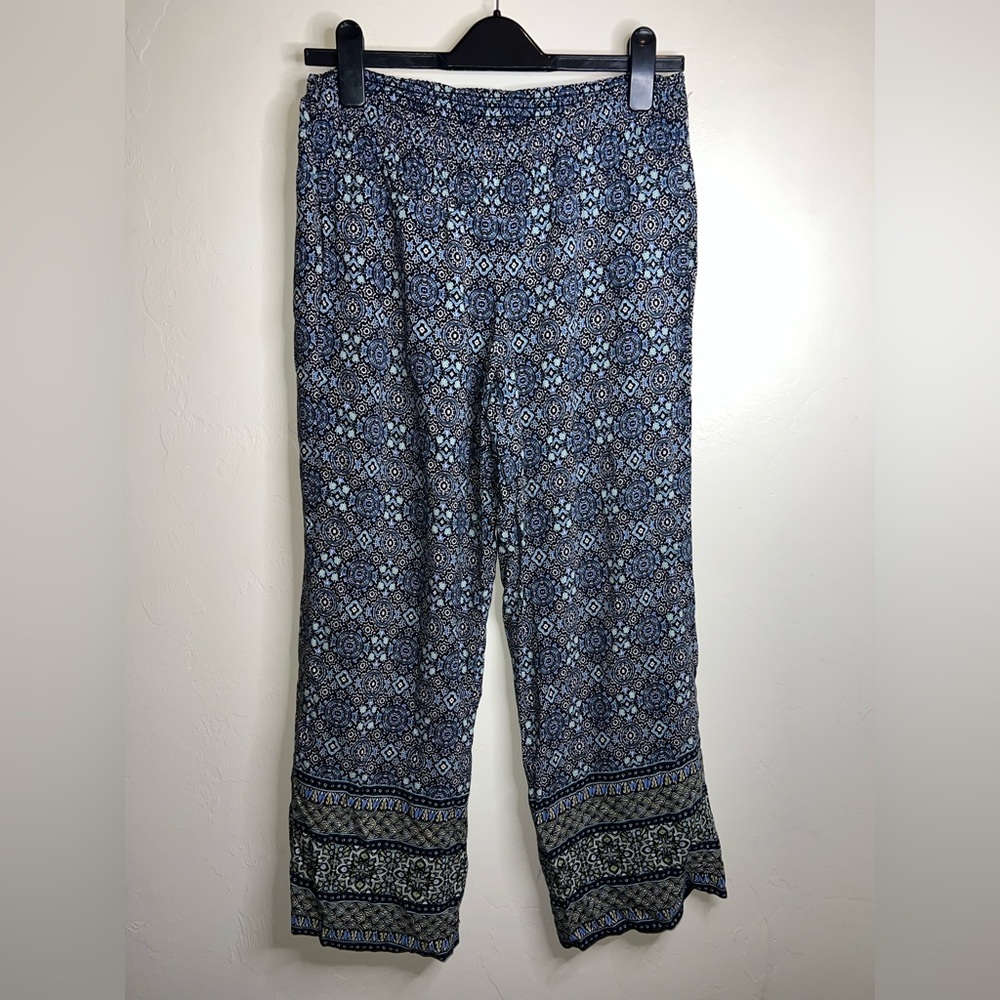 J. Jill Navy and White Patterned Wide Leg Pants‎